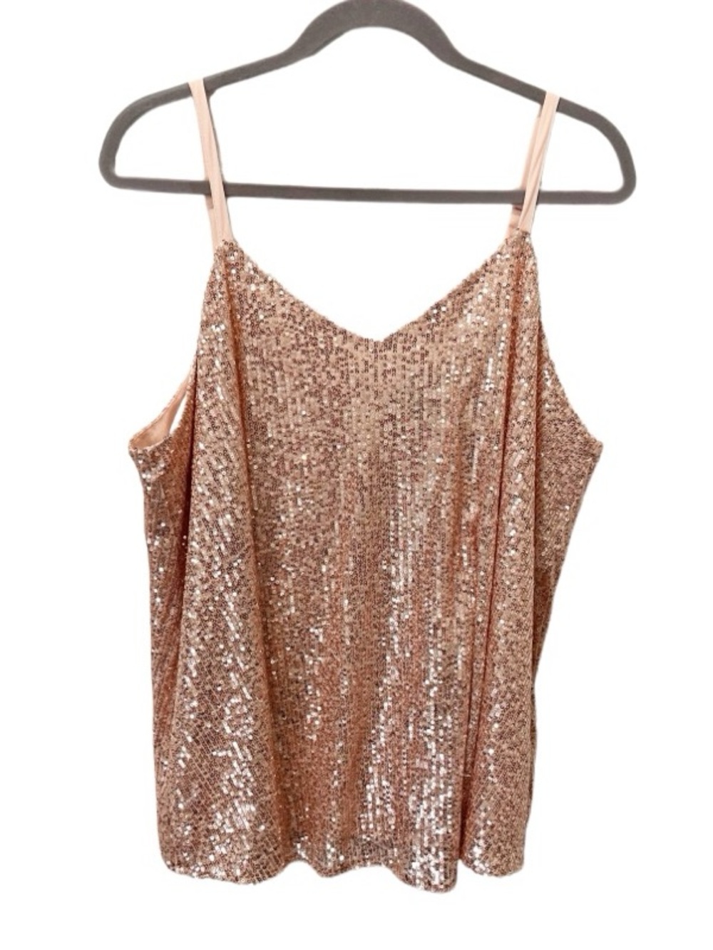 Torrid Tank Top Women's 1X Sophie Rose Gold Sequin Cami Glam Party Night Out